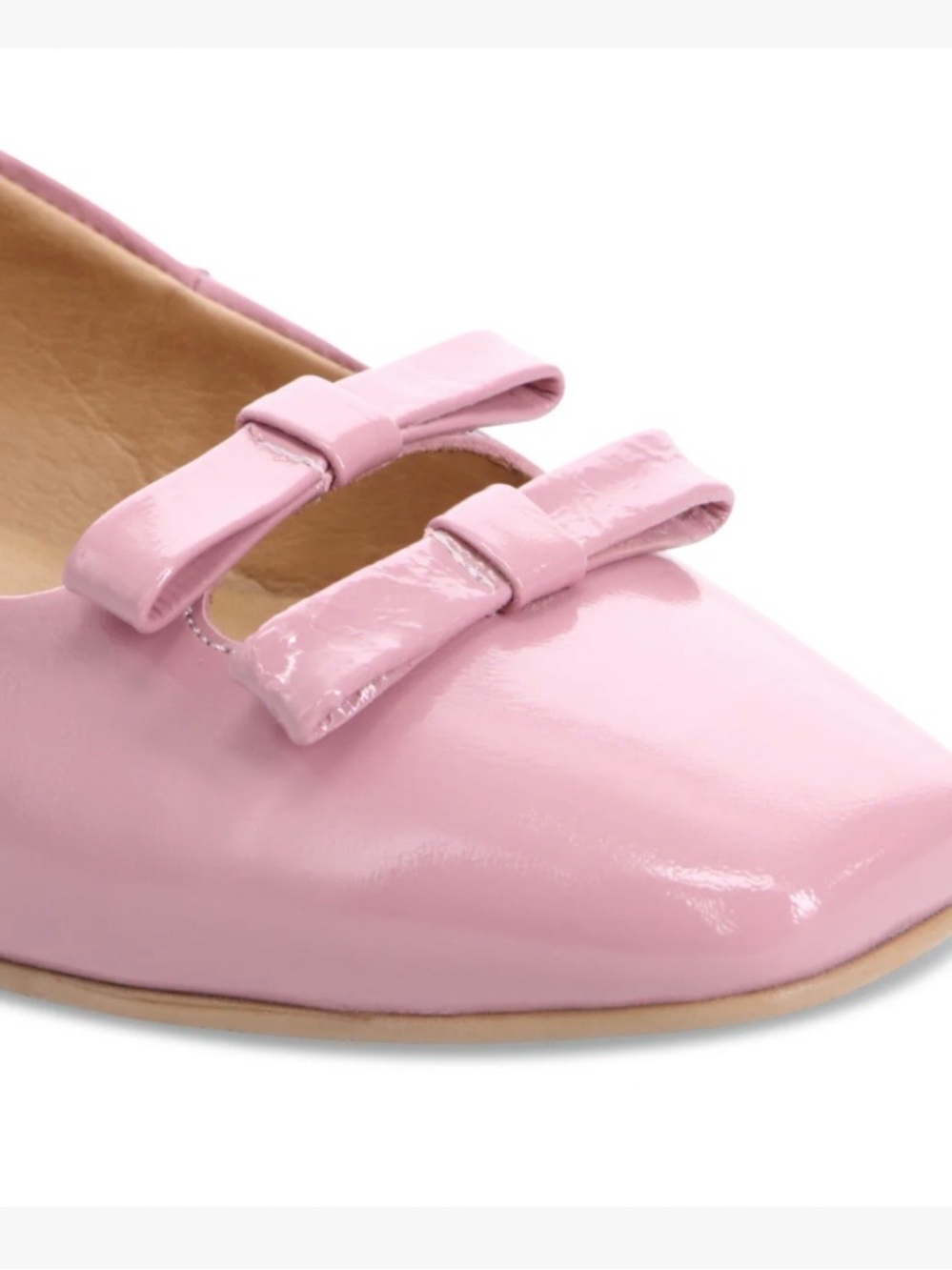 Bueno Pink Patent Bow-Accent Loafer Flat